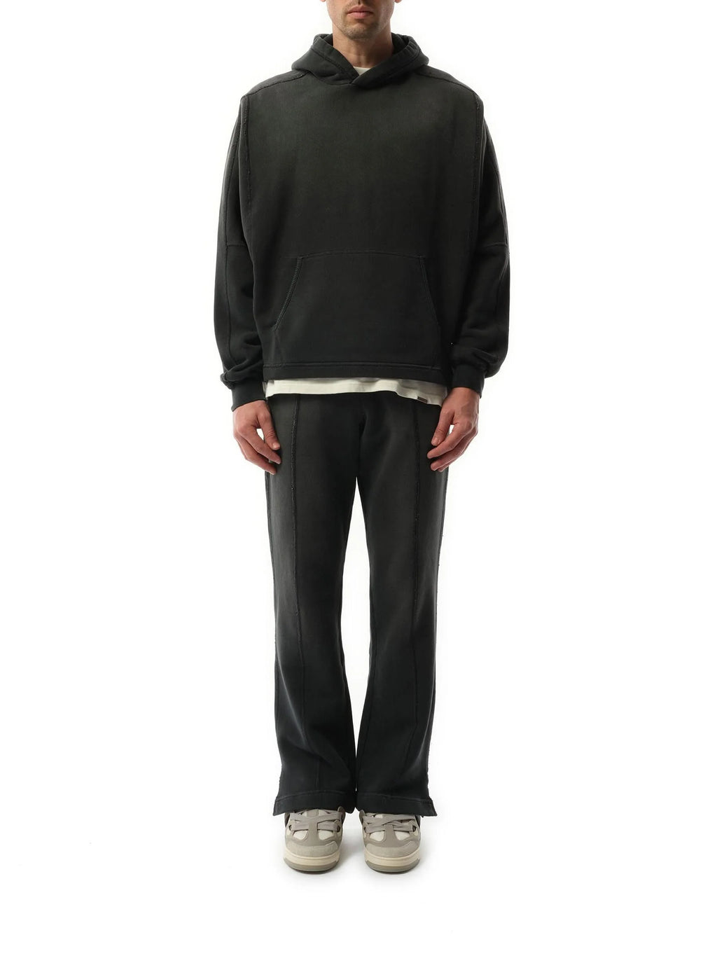 Step Hem Hoodie in Stained Black