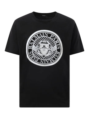 Coin Flock Reg Fit T-Shirt in Black/White