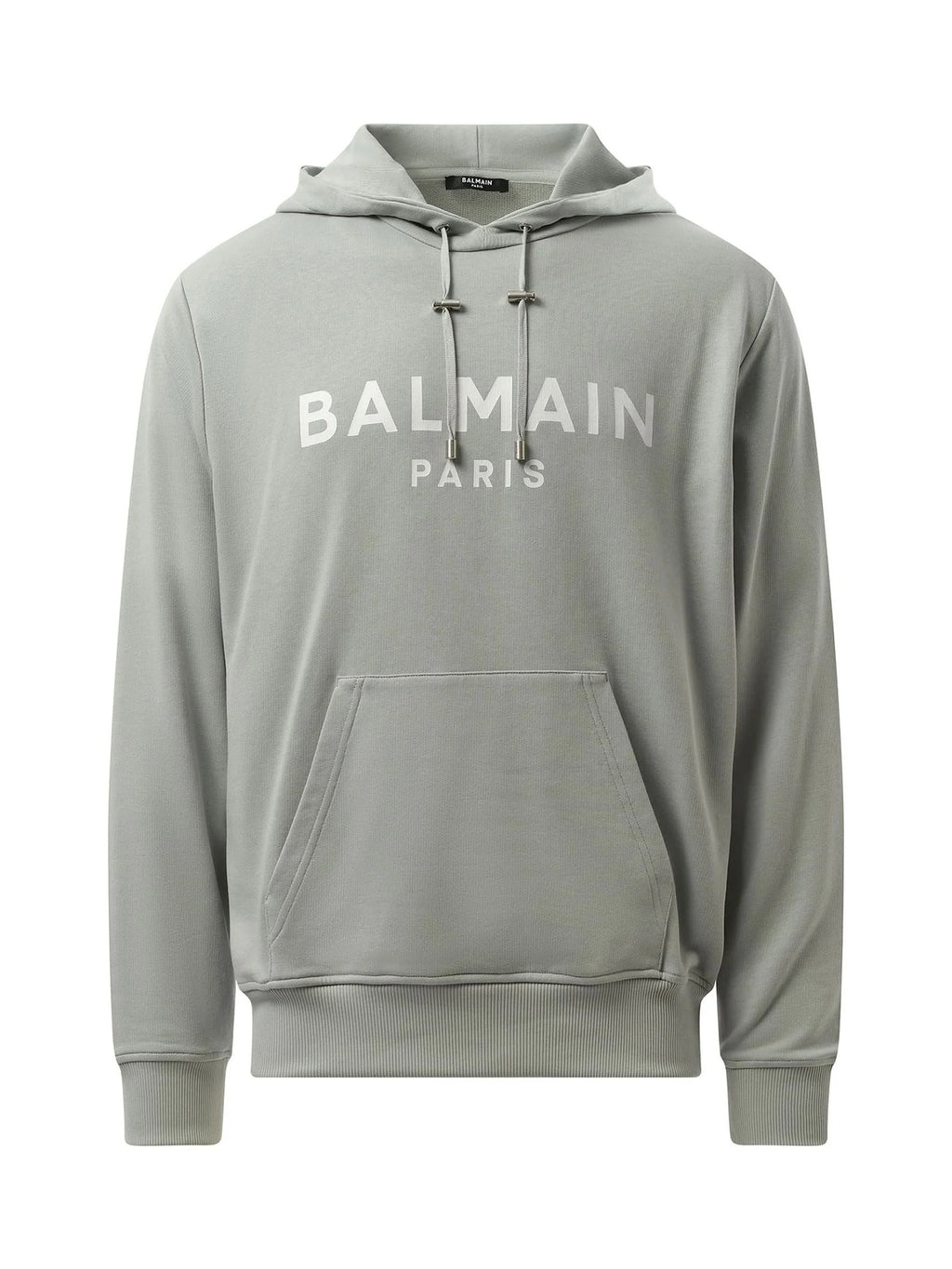 Balmain Print Hoodie in Grey/White