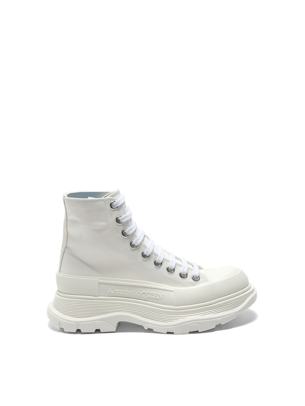 ALEXANDER MCQUEEN Tread Slick Canvas Lace-Up Boots in White