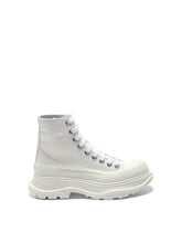ALEXANDER MCQUEEN Tread Slick Canvas Lace-Up Boots in White