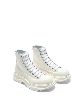 ALEXANDER MCQUEEN Tread Slick Canvas Lace-Up Boots in White