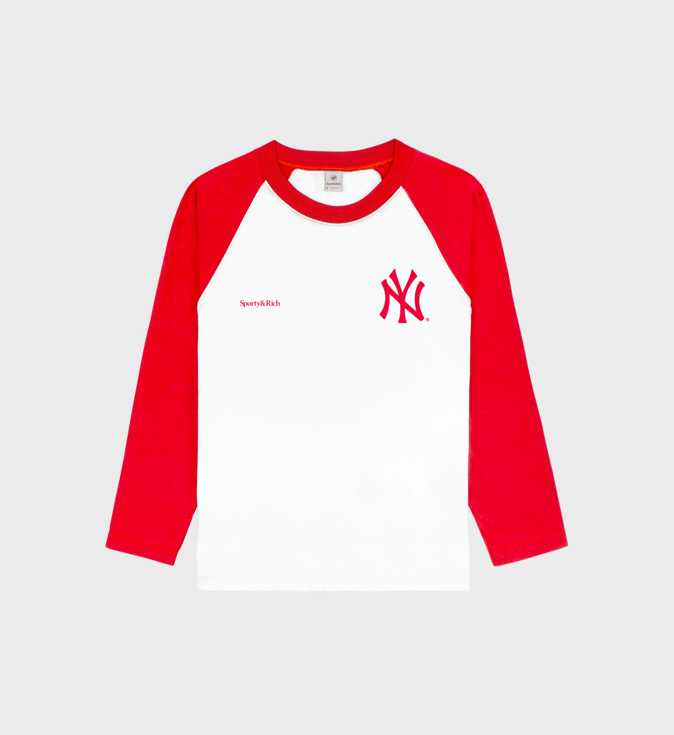 Yankees Serif Baseball Tee - White/Red