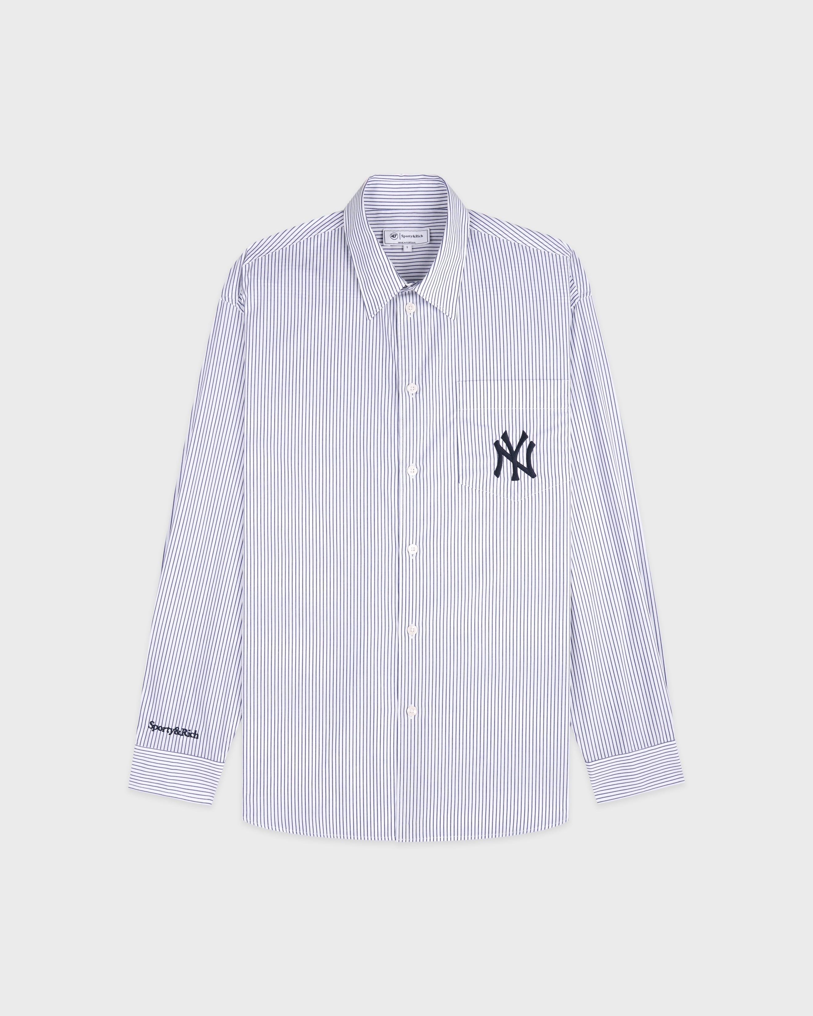 Yankees Serif Oversized Shirt - Navy Striped