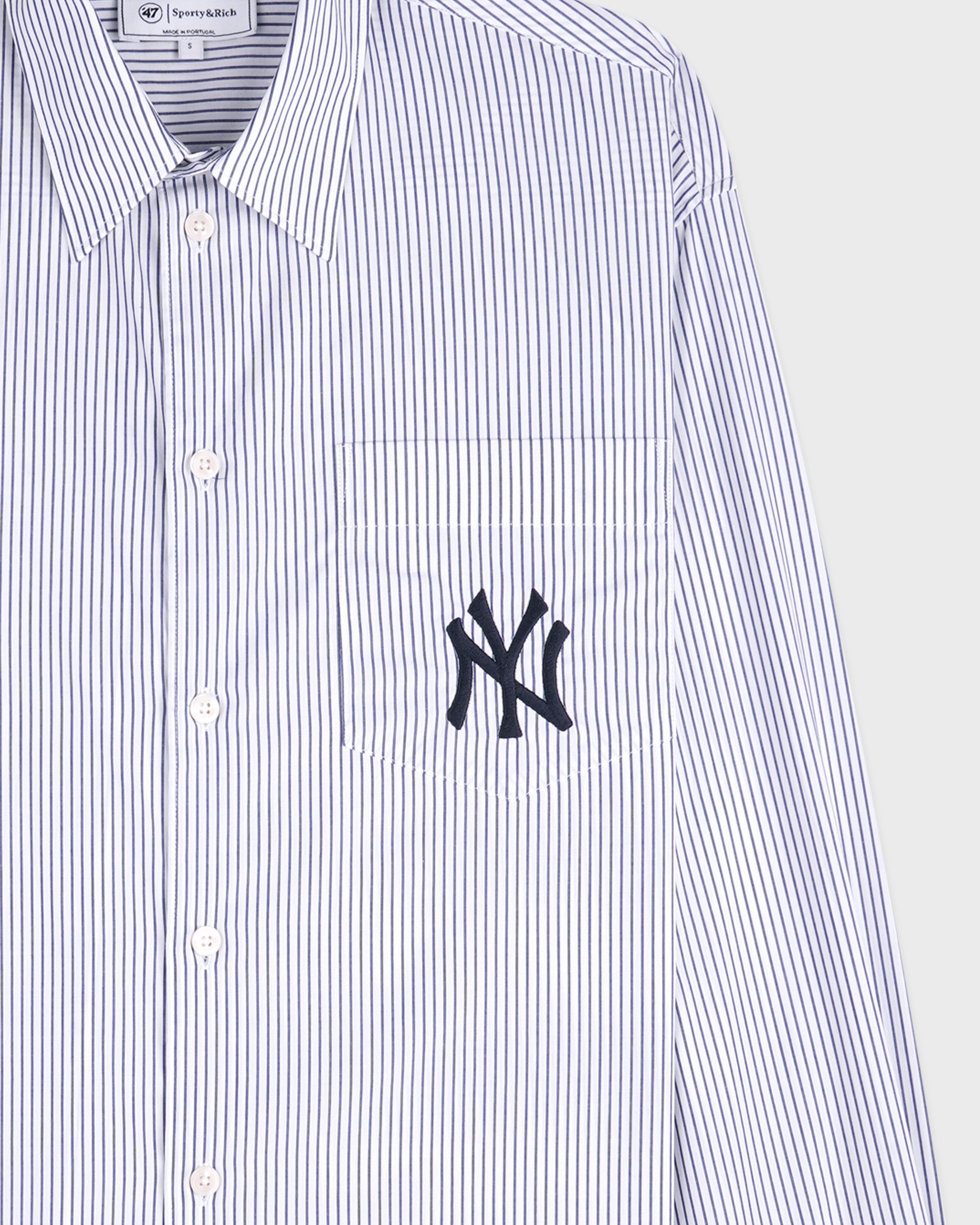 Yankees Serif Oversized Shirt - Navy Striped