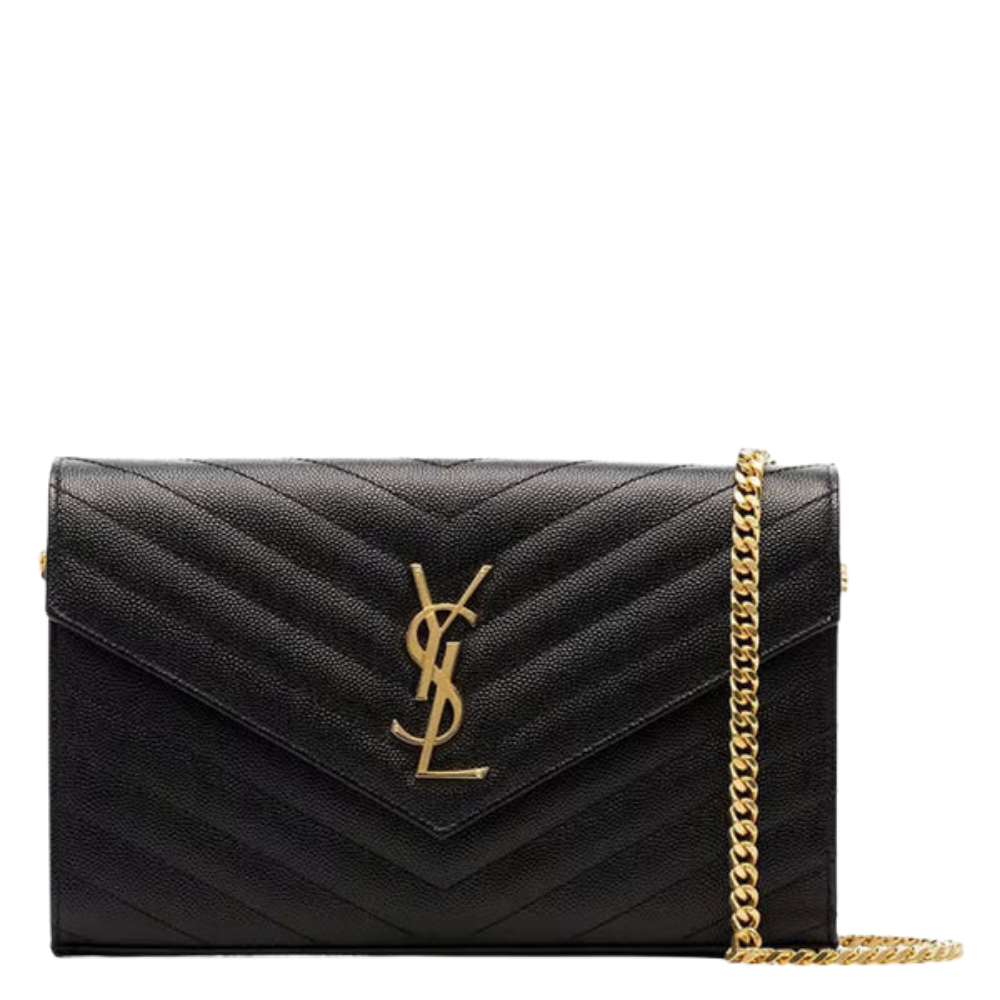 YSL Wallet on Chain in Grained Leather