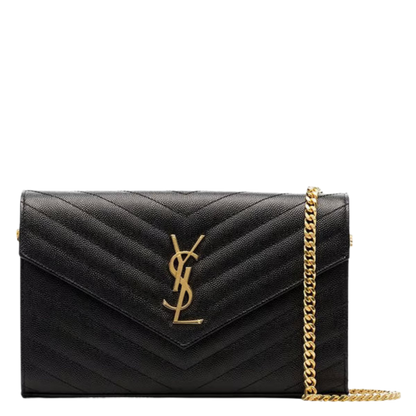 YSL Wallet on Chain in Grained Leather