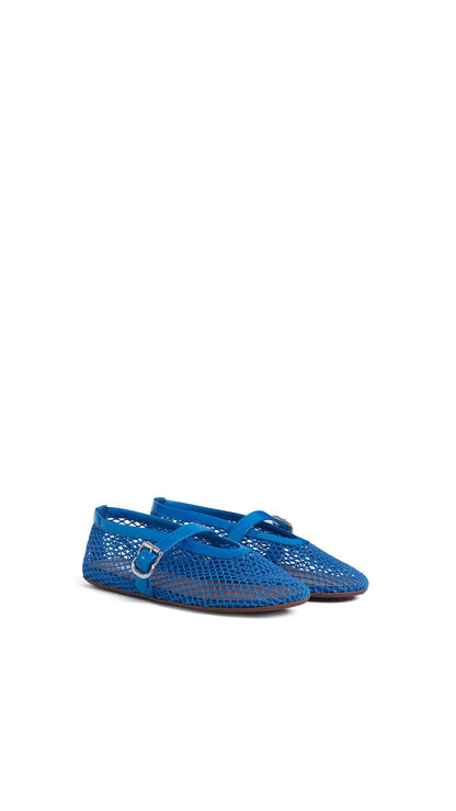 Alaïa Electric Blue BALLET FLATS IN FISHNET