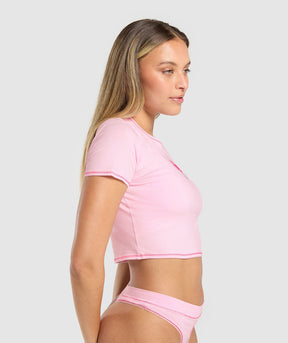 Gymshark Your Plate or Mine Baby Tee - Dolly Pink
