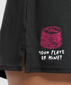 Gymshark Your Plate or Mine Cotton Shorts - Black