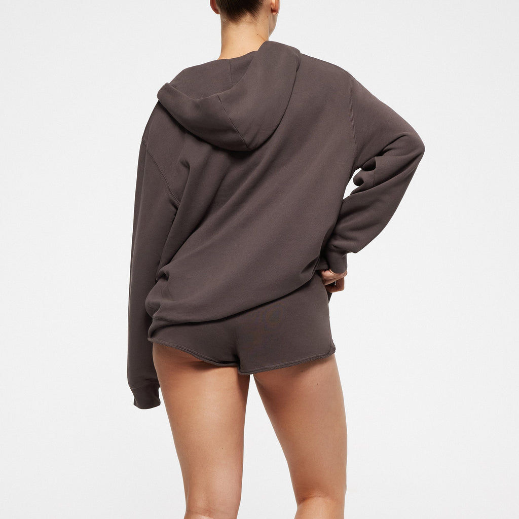 FRENCH TERRY OVERSIZED ZIP UP HOODIE | IRON