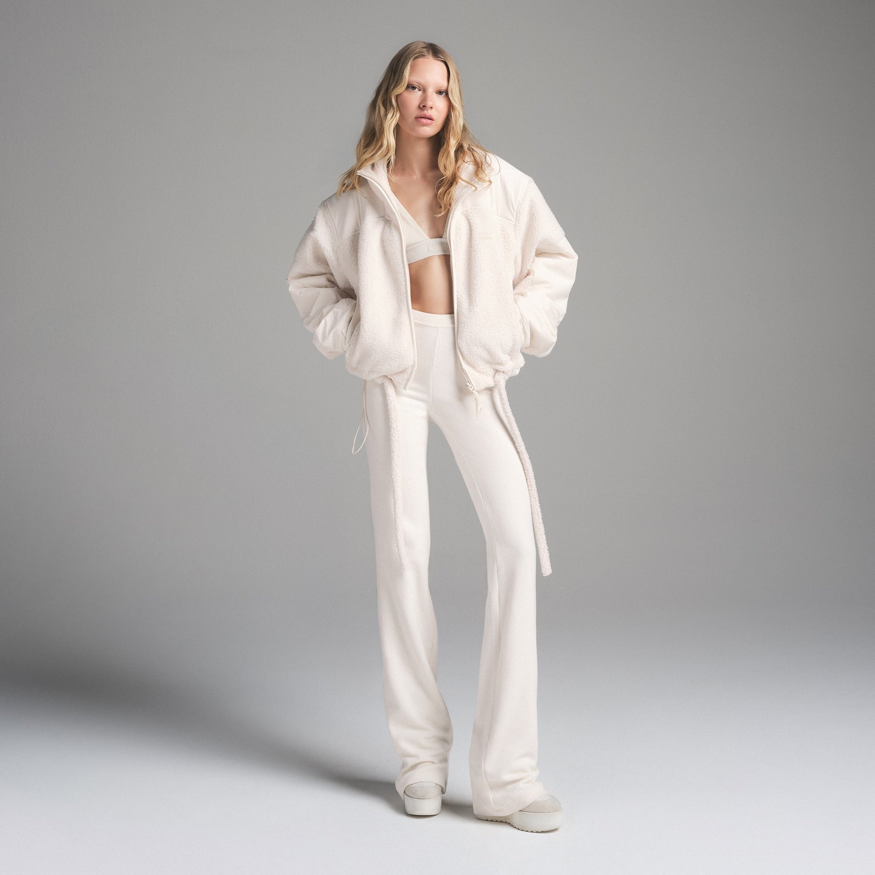TEDDY BOXY ZIP UP | ECRU