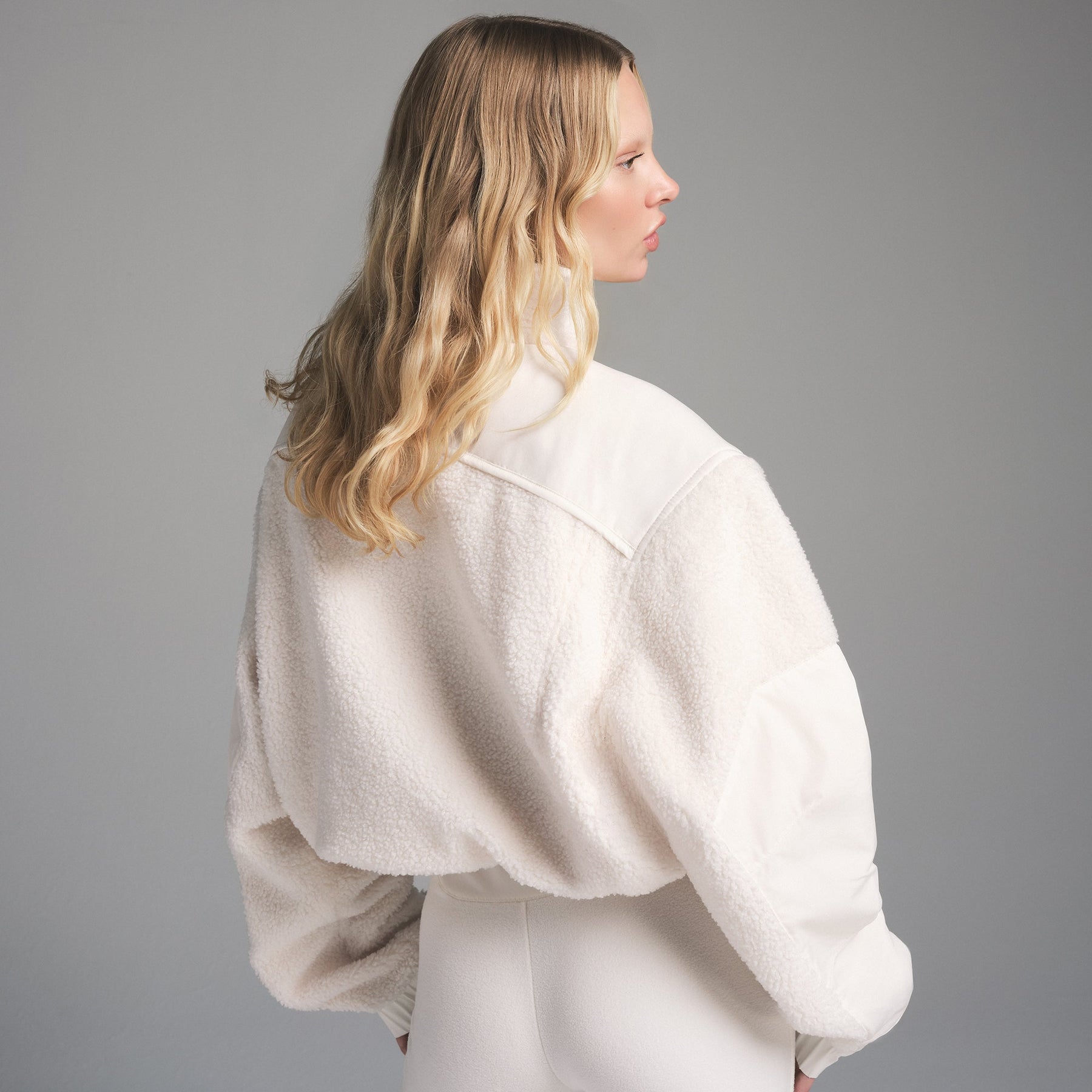 TEDDY BOXY ZIP UP | ECRU