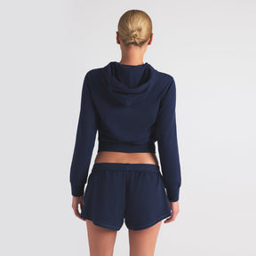 COTTON JERSEY ZIP UP HOODIE | NAVY