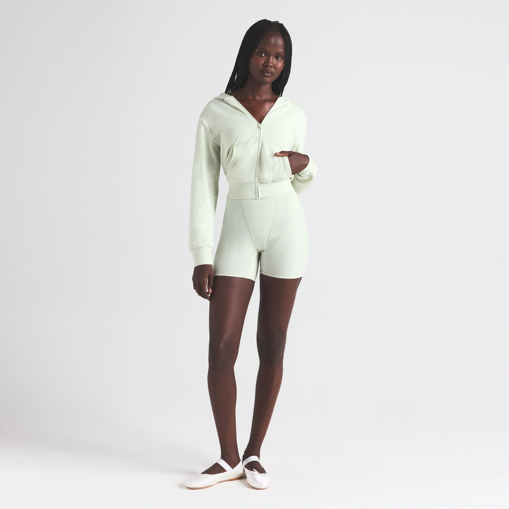 COTTON JERSEY ZIP UP HOODIE | SPEARMINT