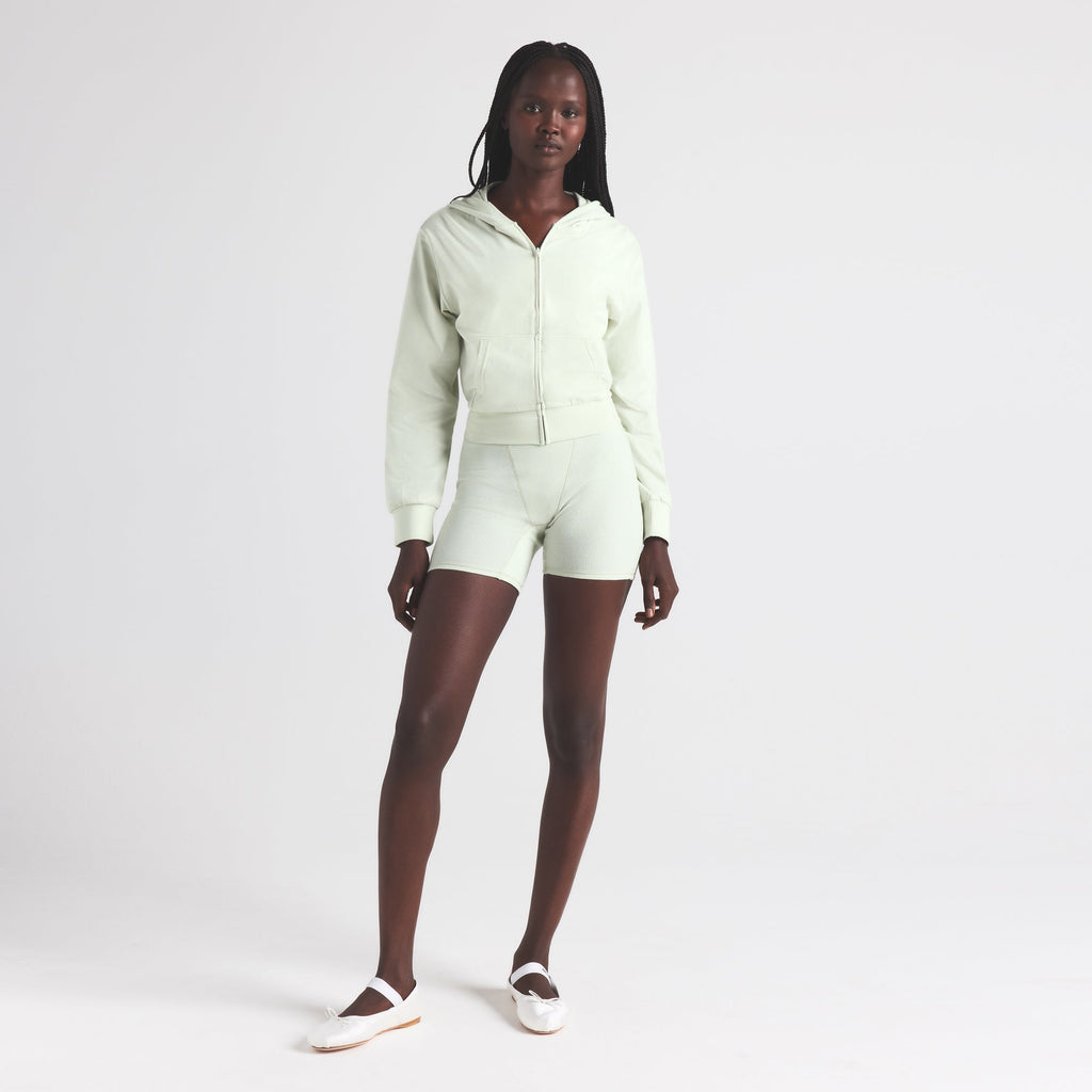 COTTON JERSEY ZIP UP HOODIE | SPEARMINT