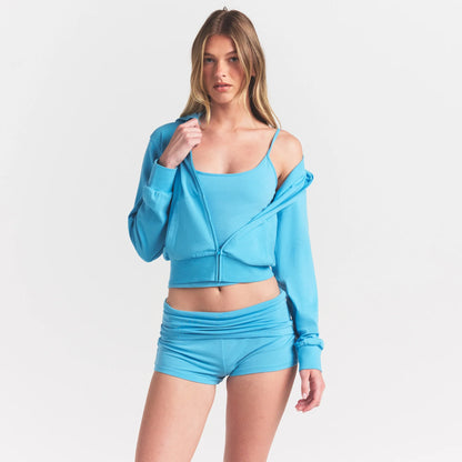 Cotton Jersey Zip Up Hoodie