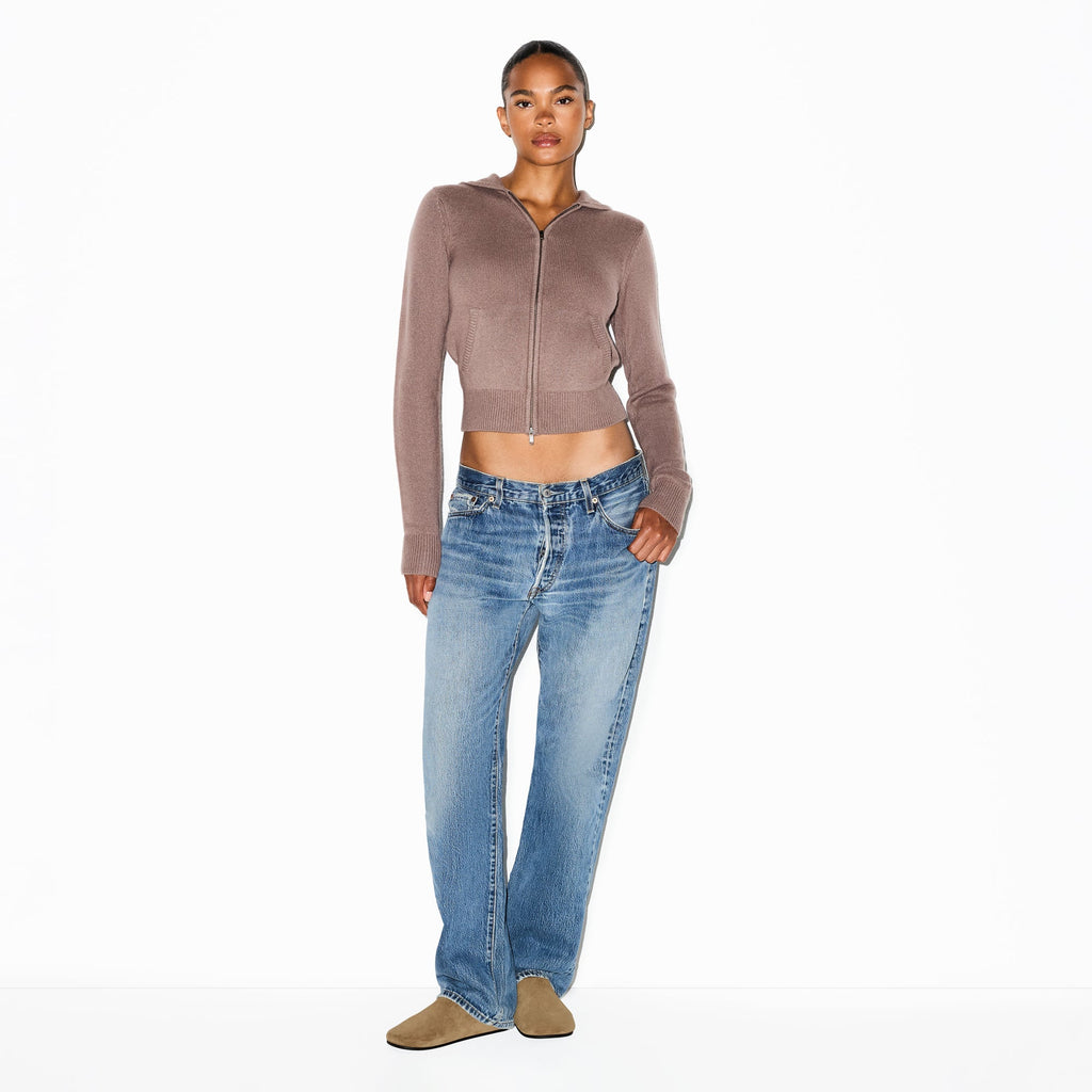 CASHMERE ZIP UP HOODIE | UMBER