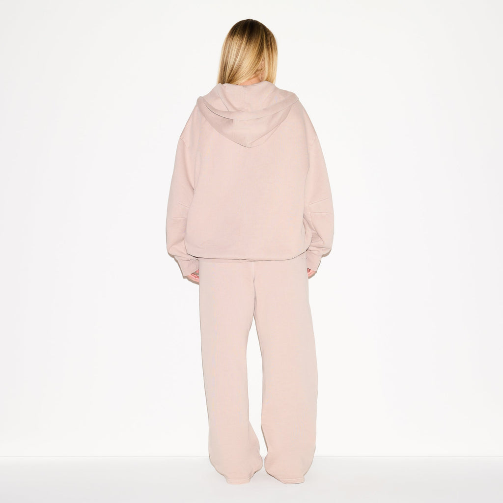 BOYFRIEND FLEECE OVERSIZED ZIP UP HOODIE | LIGHT FAWN