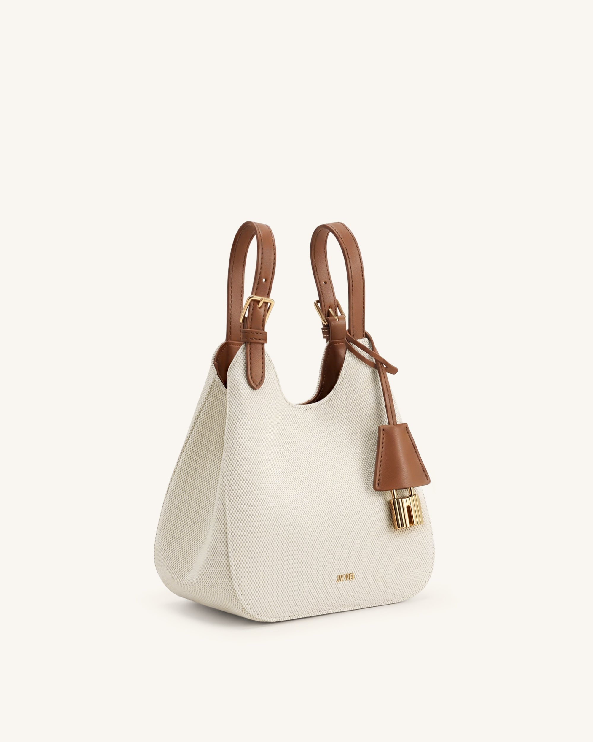 Ines Padlock Tote Bag - Brown Canvas