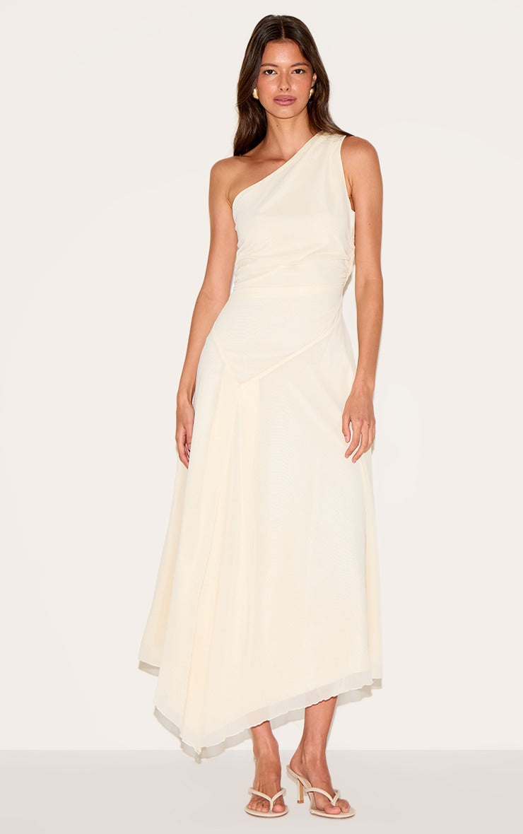 Butter Yellow One Shoulder Maxi Dress