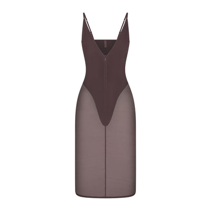 Skims Body Mesh Plunge Midi Dress