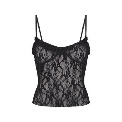 Stretch Lace Ruffle Cami