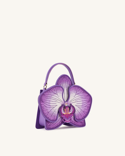 Flora Orchid Shaped Top Handle Bag - Purple