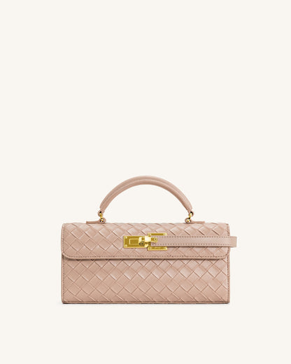 Keyla Weave Texture Top Handle Bag - White
