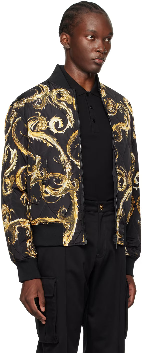 Black Chromo Couture Reversible Bomber Jacket