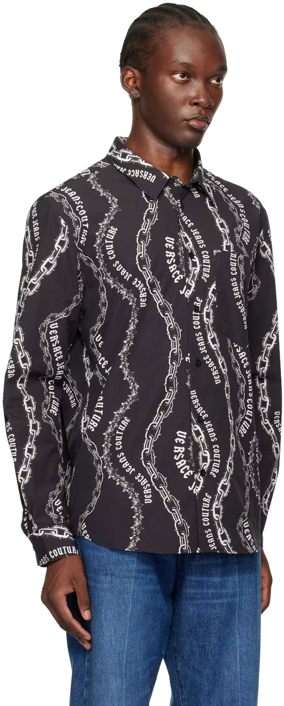 Black Chain Couture Long Sleeve Shirt
