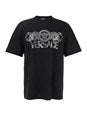 Versace Black T-Shirt with Medusa Head Logo Print on the Front in Cotton Man