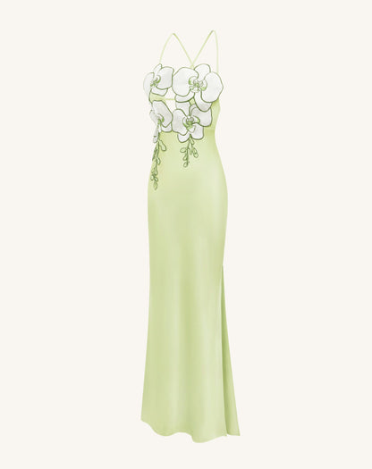 Orchid Embroidered Dress - Light Green/Ivory