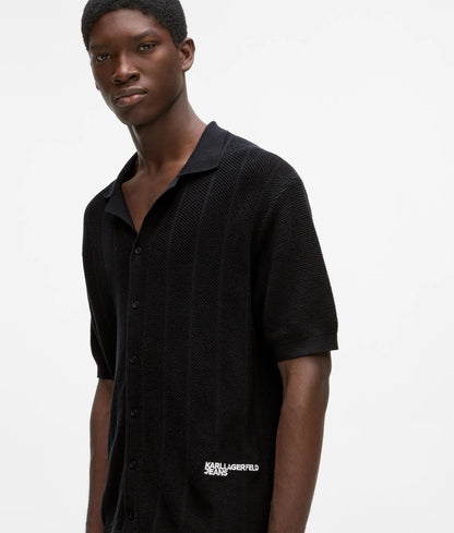Short-sleeved knit polo shirt