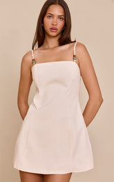 Natural Strappy Bead Detail Shift Dress