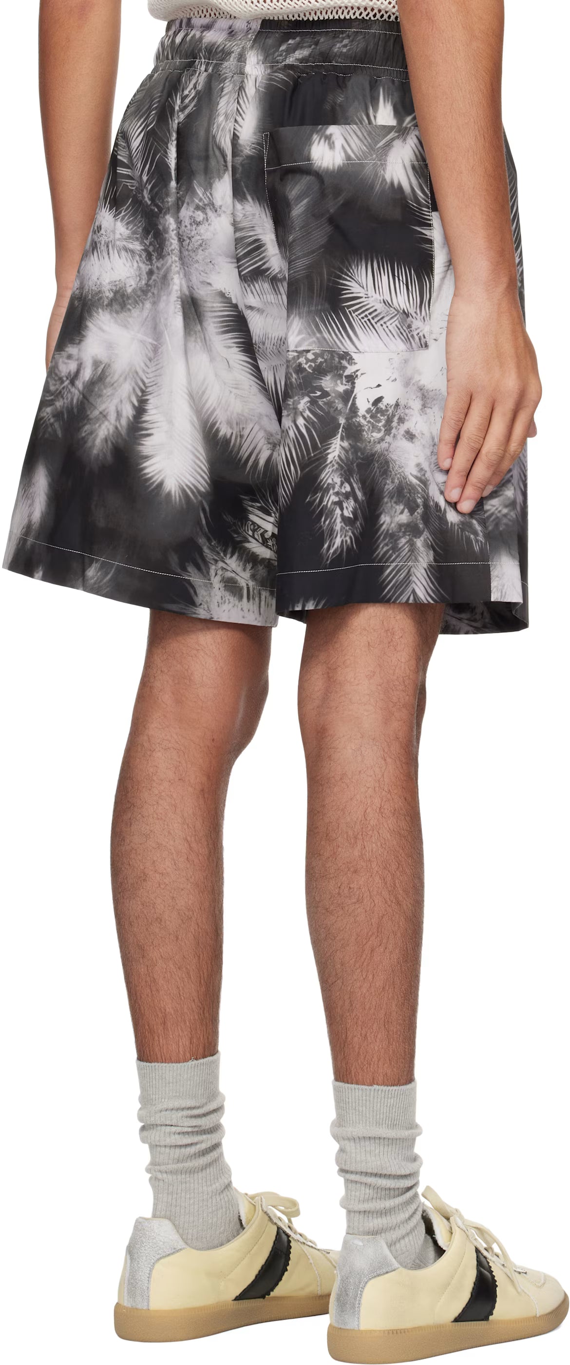 Black & White Blueprint Palms Shorts