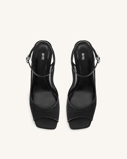 Serenity Open Toe Mesh Slingback Sandals - Black