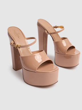 Valentino Garavani 155mm Tan-go patent leather mules