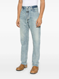 Fear of god Blue Five-Pocket Jeans with Front Logo Patch in Denim Man