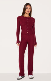 Burgundy Soft Touch Straight Leg Trousers