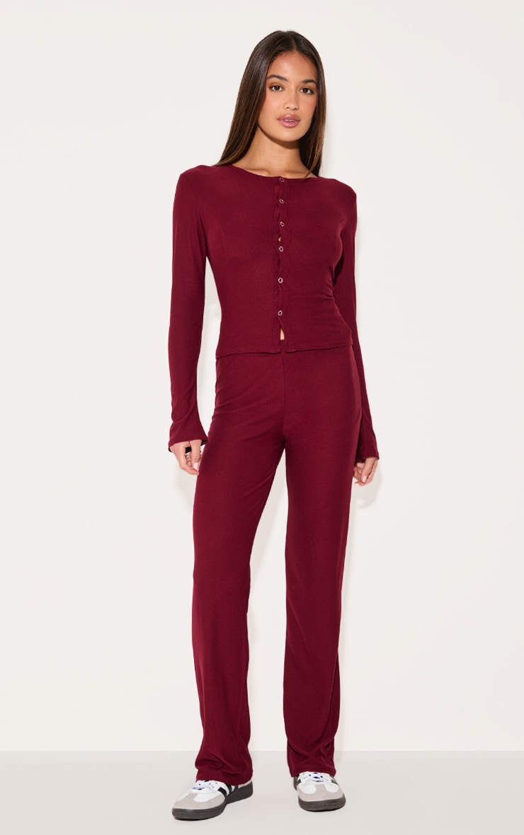 Burgundy Soft Touch Straight Leg Trousers