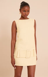 Lemon Boucle Oversized Low Belt Shift Dress