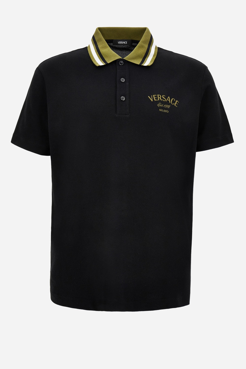 Versace Milano Embroidery Polo In Cotton Piquet