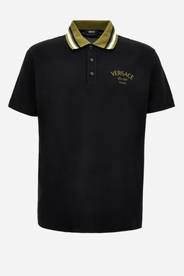 Versace Milano Embroidery Polo In Cotton Piquet