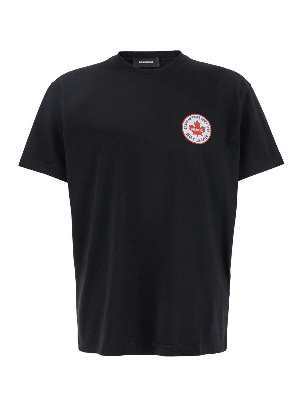 Dsquared2 Black T-Shirt with Chest Logo Application in Cotton Man