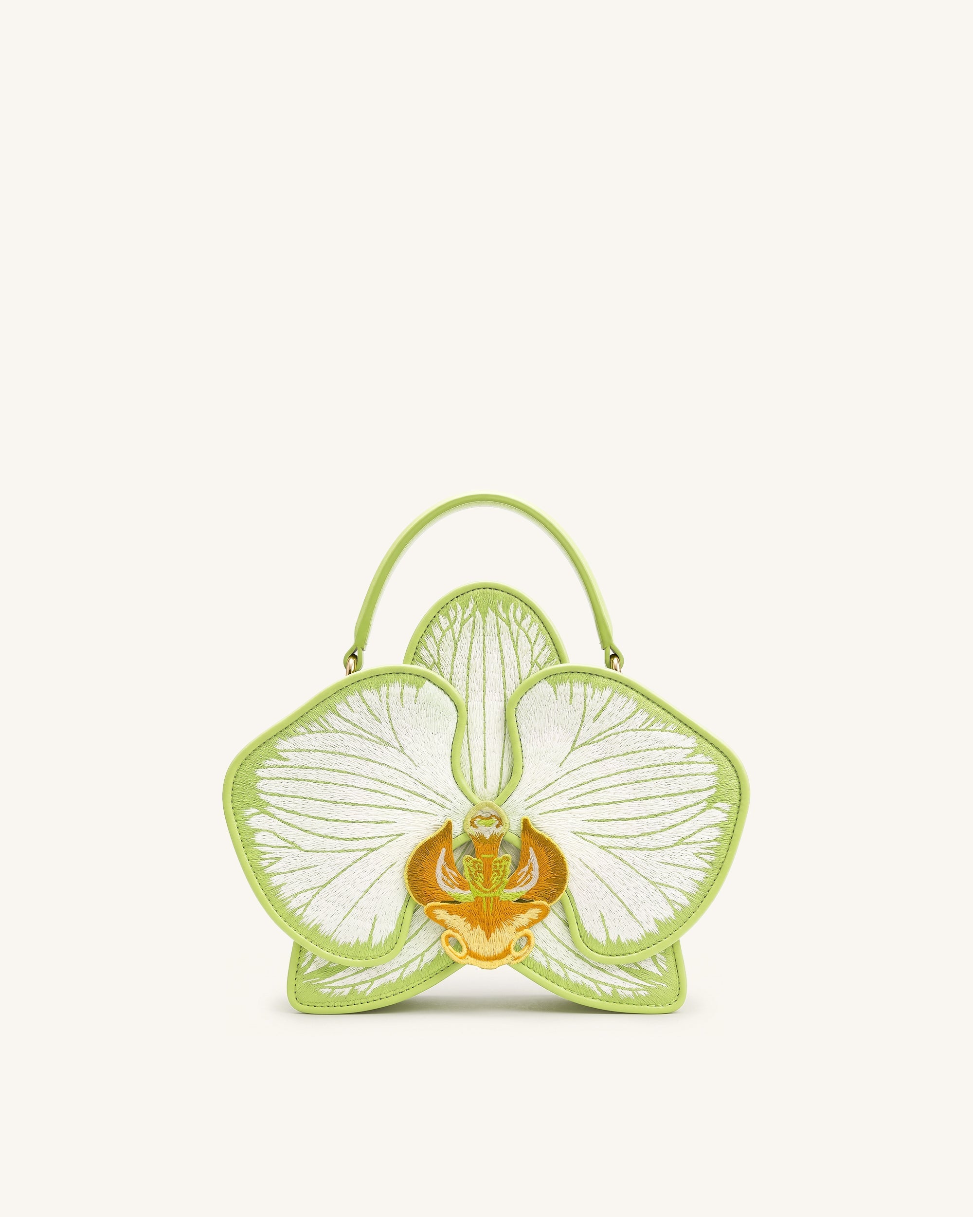 Flora Orchid Shaped Top Handle Bag - Light Green