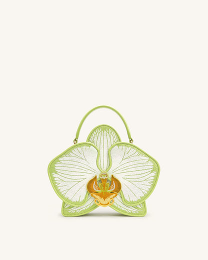 Flora Orchid Shaped Top Handle Bag - Light Green