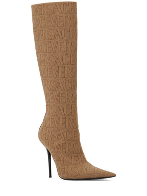 Versace 110mm Canvas & leather boots