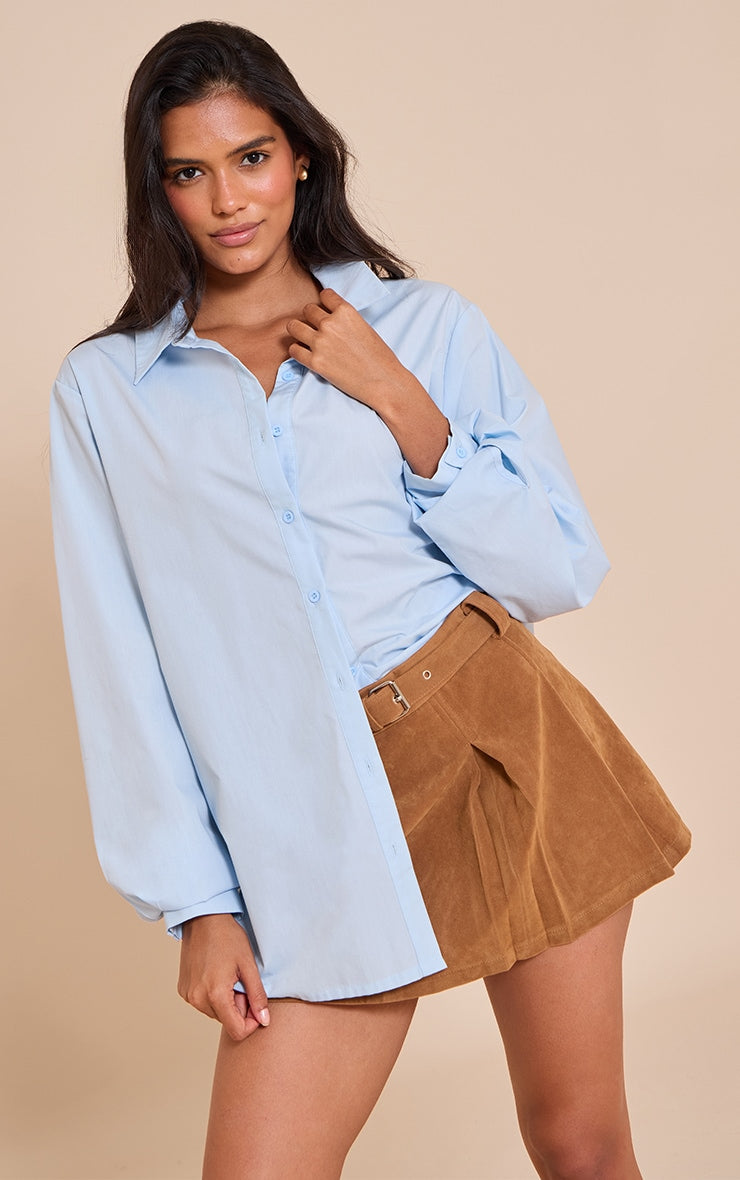 Camel Faux Suede Pleated Mini Skirt