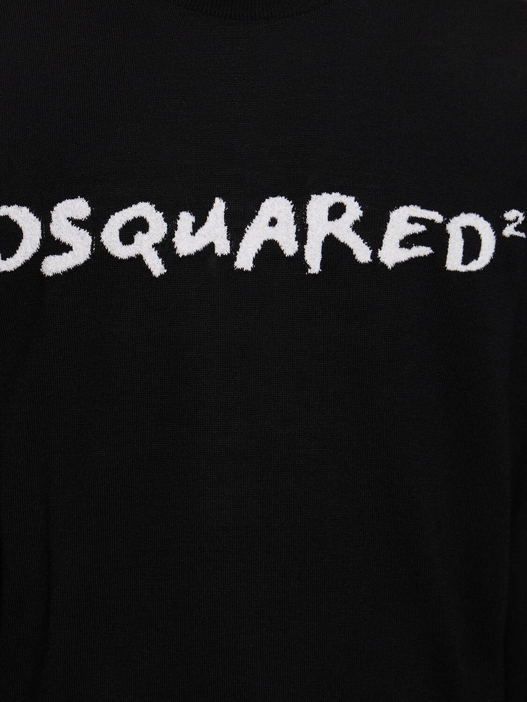 Dsquared2 Dsquared2 Logo jacquard wool blend sweater - Size: S Sweatshirts | Shop From The Mirage
